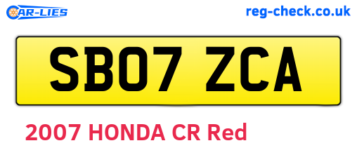 SB07ZCA are the vehicle registration plates.