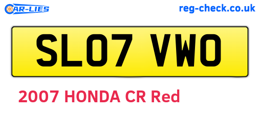 SL07VWO are the vehicle registration plates.