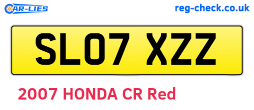 SL07XZZ are the vehicle registration plates.