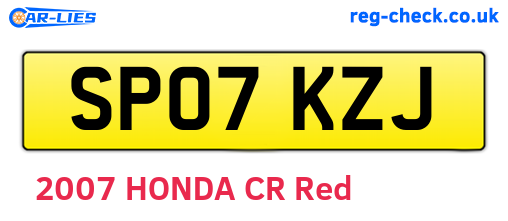 SP07KZJ are the vehicle registration plates.