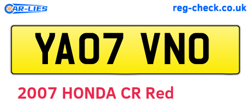 YA07VNO are the vehicle registration plates.