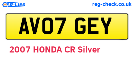 AV07GEY are the vehicle registration plates.