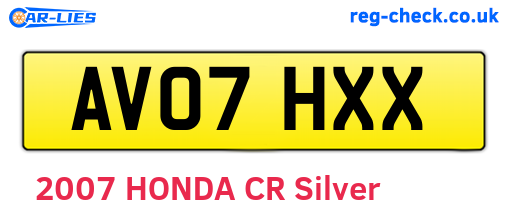 AV07HXX are the vehicle registration plates.