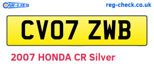 CV07ZWB are the vehicle registration plates.