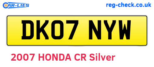 DK07NYW are the vehicle registration plates.