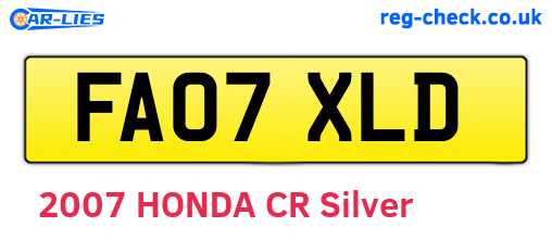 FA07XLD are the vehicle registration plates.