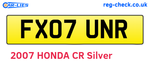 FX07UNR are the vehicle registration plates.