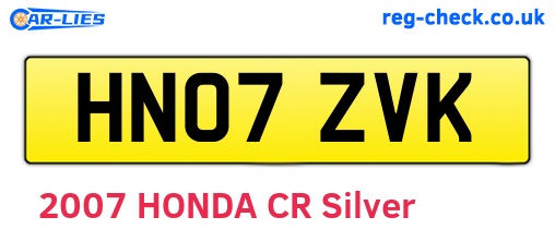 HN07ZVK are the vehicle registration plates.