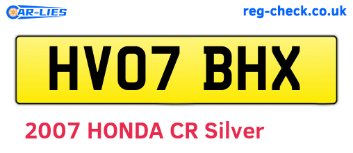 HV07BHX are the vehicle registration plates.