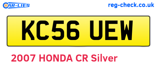 KC56UEW are the vehicle registration plates.