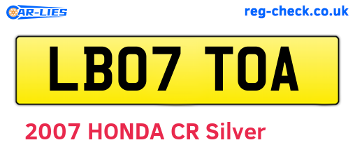 LB07TOA are the vehicle registration plates.