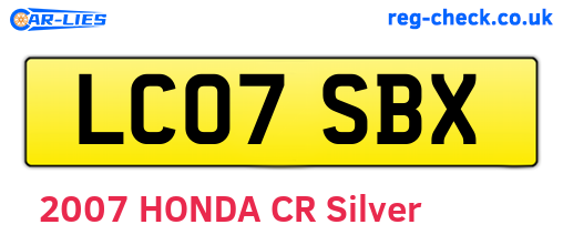 LC07SBX are the vehicle registration plates.