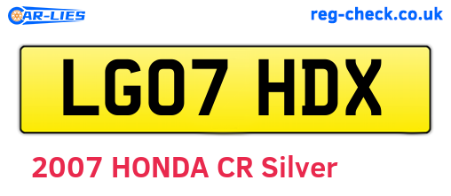 LG07HDX are the vehicle registration plates.