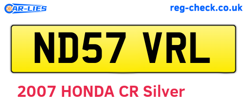 ND57VRL are the vehicle registration plates.