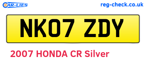 NK07ZDY are the vehicle registration plates.