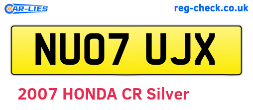 NU07UJX are the vehicle registration plates.