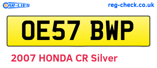 OE57BWP are the vehicle registration plates.