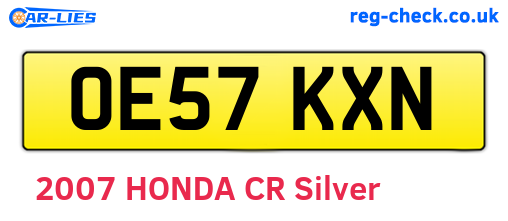 OE57KXN are the vehicle registration plates.