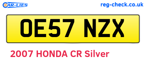 OE57NZX are the vehicle registration plates.
