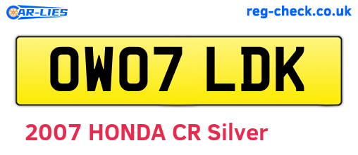 OW07LDK are the vehicle registration plates.