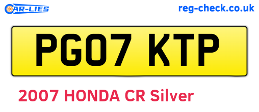 PG07KTP are the vehicle registration plates.