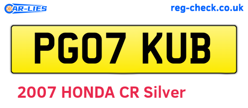 PG07KUB are the vehicle registration plates.