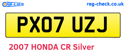 PX07UZJ are the vehicle registration plates.