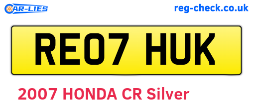 RE07HUK are the vehicle registration plates.