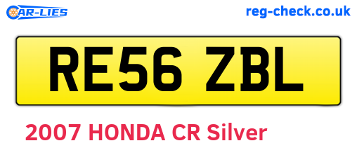RE56ZBL are the vehicle registration plates.
