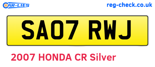 SA07RWJ are the vehicle registration plates.