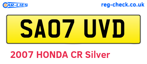 SA07UVD are the vehicle registration plates.