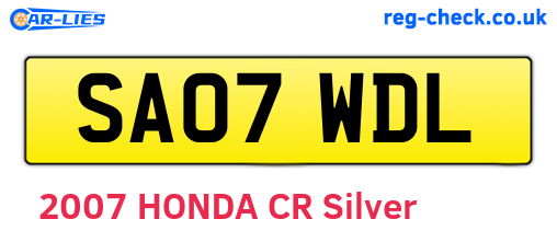 SA07WDL are the vehicle registration plates.
