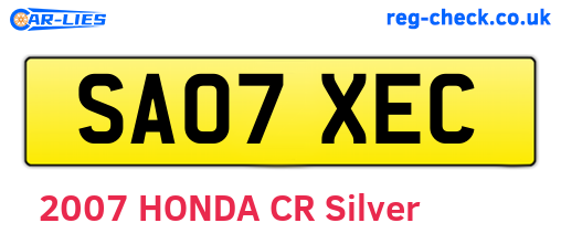 SA07XEC are the vehicle registration plates.