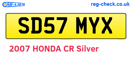 SD57MYX are the vehicle registration plates.