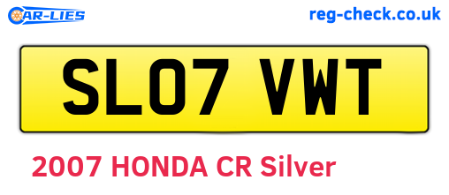 SL07VWT are the vehicle registration plates.