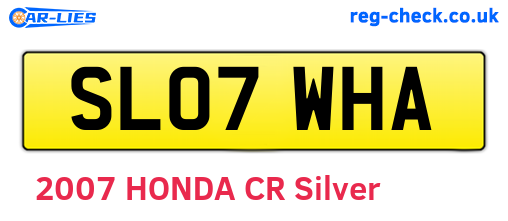 SL07WHA are the vehicle registration plates.
