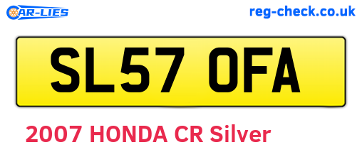 SL57OFA are the vehicle registration plates.