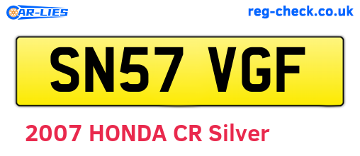 SN57VGF are the vehicle registration plates.