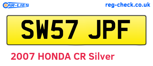 SW57JPF are the vehicle registration plates.