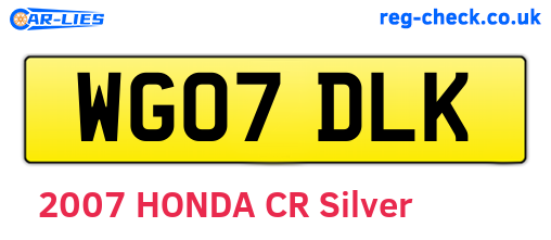WG07DLK are the vehicle registration plates.