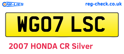 WG07LSC are the vehicle registration plates.