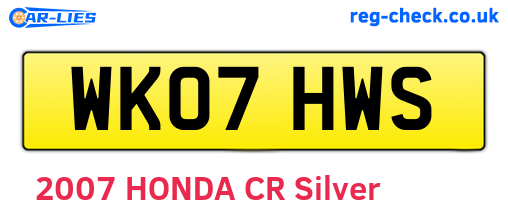 WK07HWS are the vehicle registration plates.