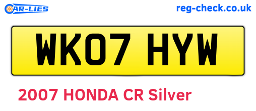WK07HYW are the vehicle registration plates.