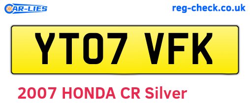 YT07VFK are the vehicle registration plates.