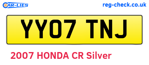 YY07TNJ are the vehicle registration plates.