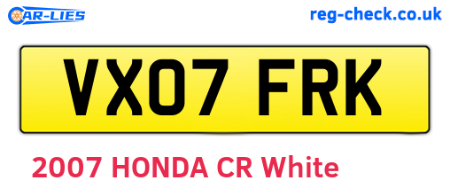 VX07FRK are the vehicle registration plates.