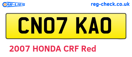CN07KAO are the vehicle registration plates.