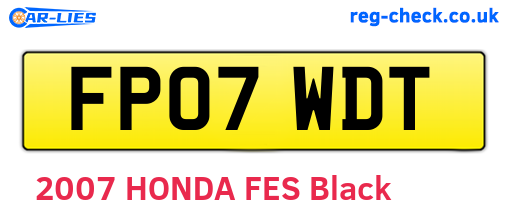 FP07WDT are the vehicle registration plates.