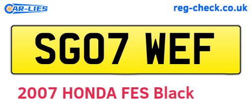 SG07WEF are the vehicle registration plates.