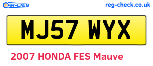 MJ57WYX are the vehicle registration plates.